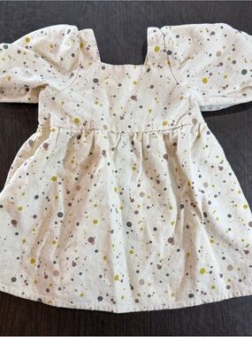 Rylee and Cru Greta Babydoll Dress with Multi-Color Paint Dot Print Sz 12-18M